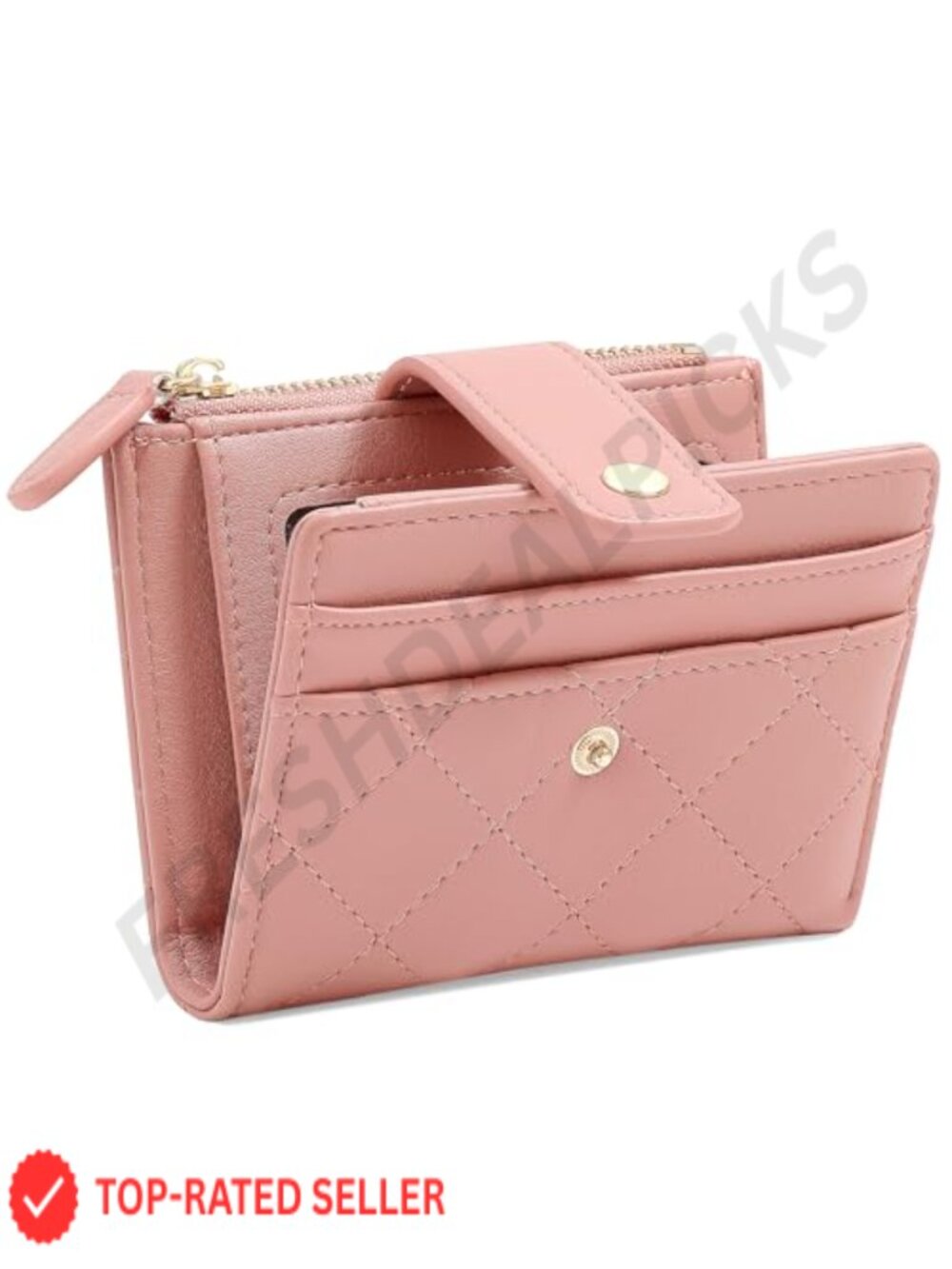 Slim RFID Bifold Wallet for Women - PU Leather with Coin Pocket & ID Window